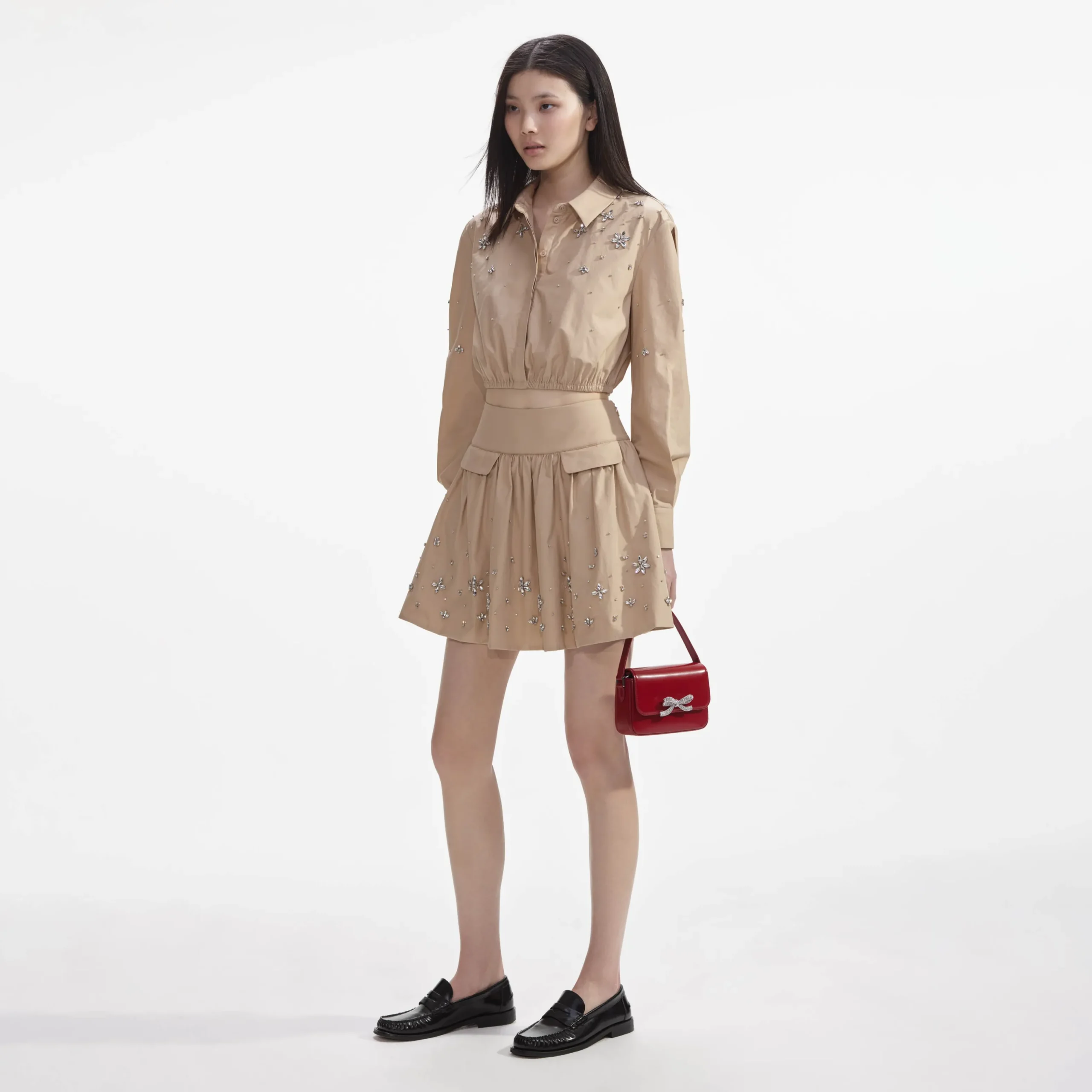 Cotton Embellished Mini Skirt^self-portrait Discount