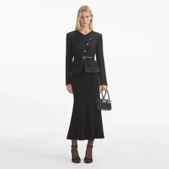 Boucle Asymmetric Midi Dress^self-portrait Cheap