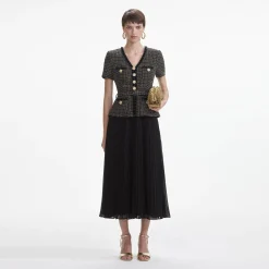 Boucle Chiffon Midi Dress^self-portrait Best