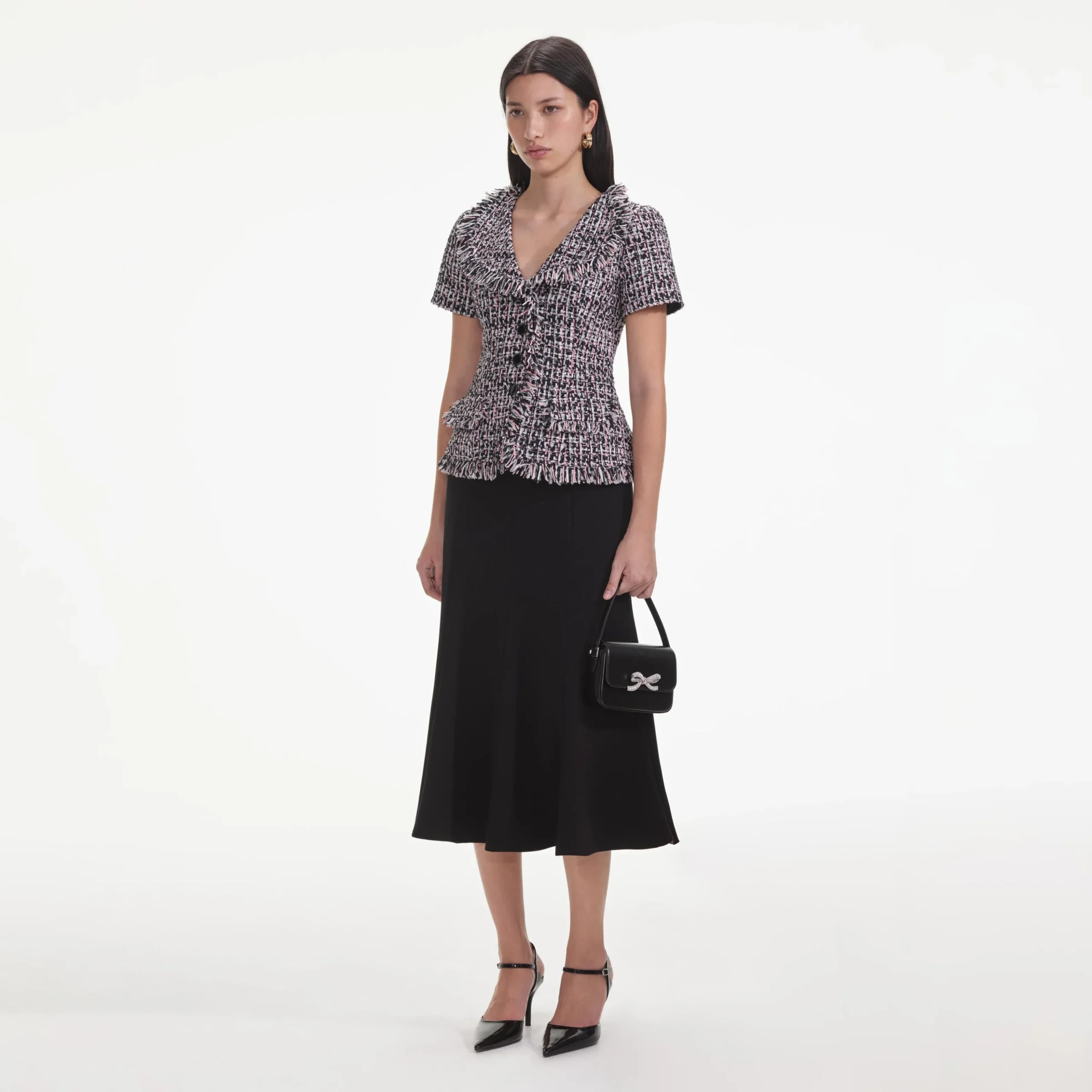 Boucle Fringed Midi Dress^self-portrait Cheap