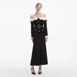 Chenille Knit Off Shoulder Midi Dress^self-portrait Hot