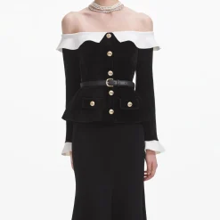 Chenille Knit Off Shoulder Midi Dress^self-portrait Hot