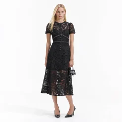 Cord Lace Bow Midi Dress^self-portrait Shop