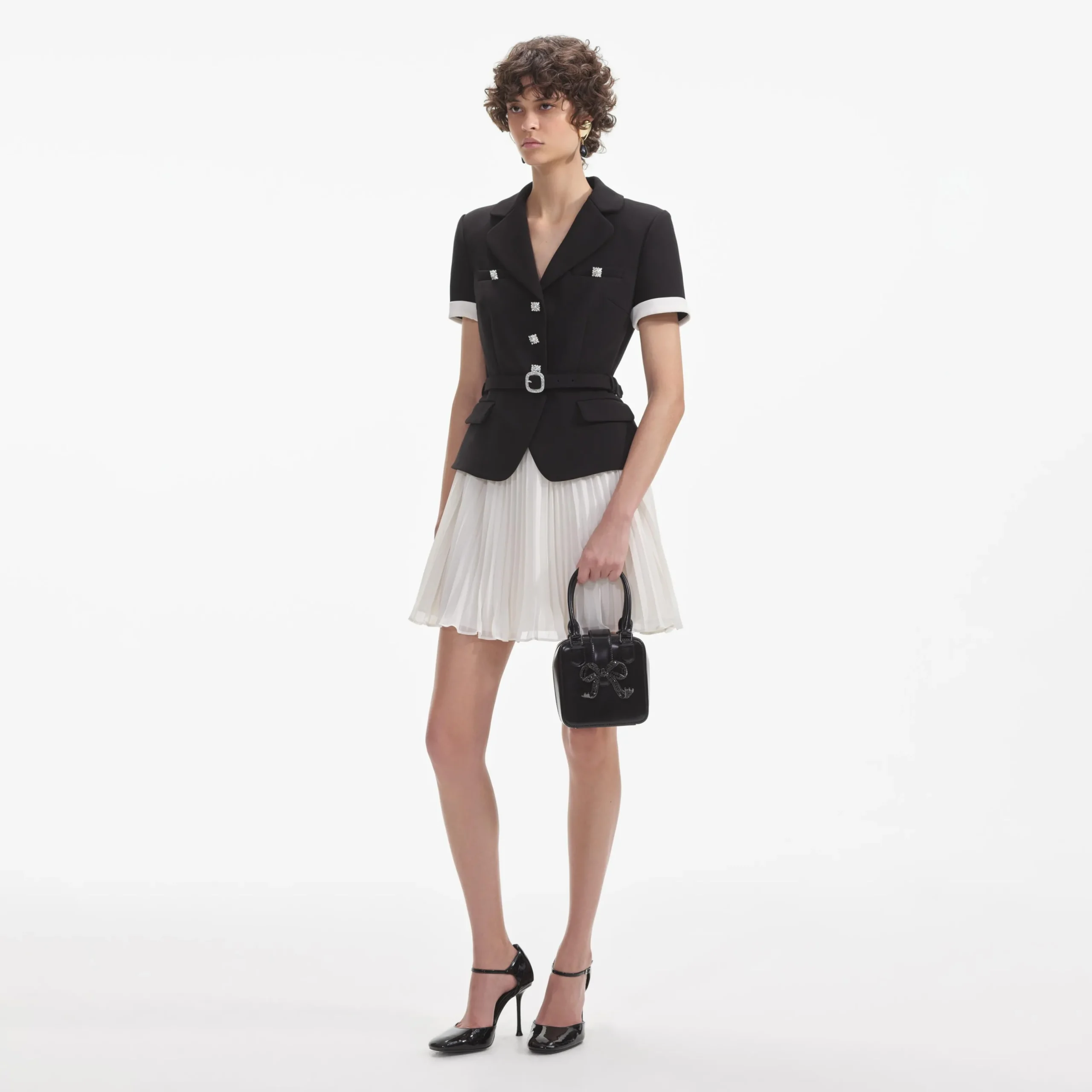 Crepe Contrast Chiffon Mini Dress^self-portrait Clearance