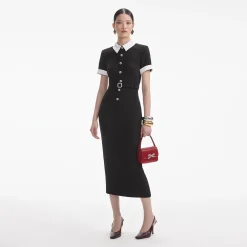 Crepe Contrast Midi Dress^self-portrait Clearance
