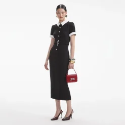 Crepe Contrast Midi Dress^self-portrait Clearance