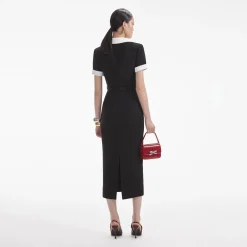 Crepe Contrast Midi Dress^self-portrait Clearance