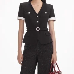Crepe Contrast Top^self-portrait Cheap