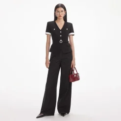 Crepe Contrast Top^self-portrait Cheap