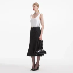Flared Denim Midi Skirt^self-portrait Best Sale