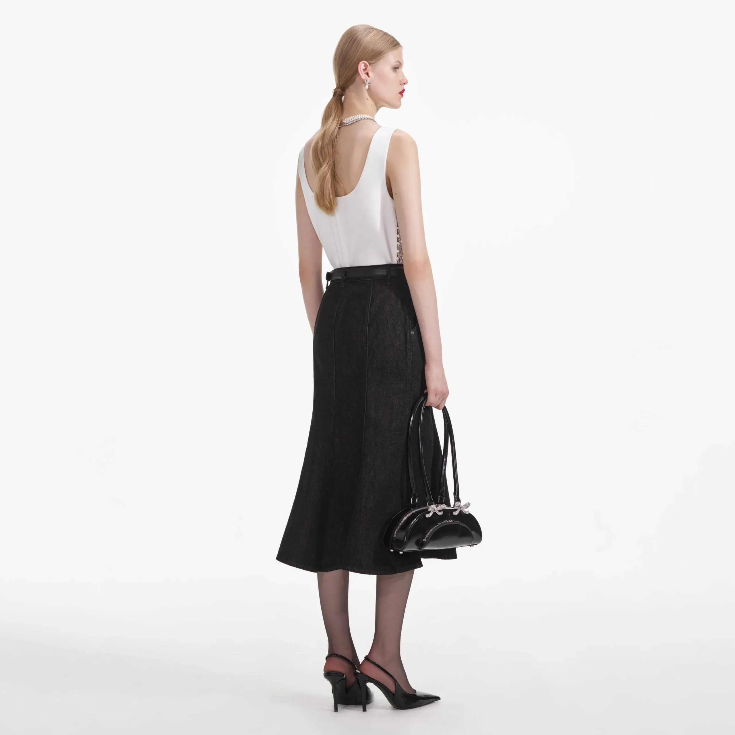 Flared Denim Midi Skirt^self-portrait Best Sale