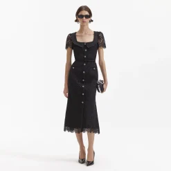 Guipure Lace Button Midi Dress^self-portrait Cheap