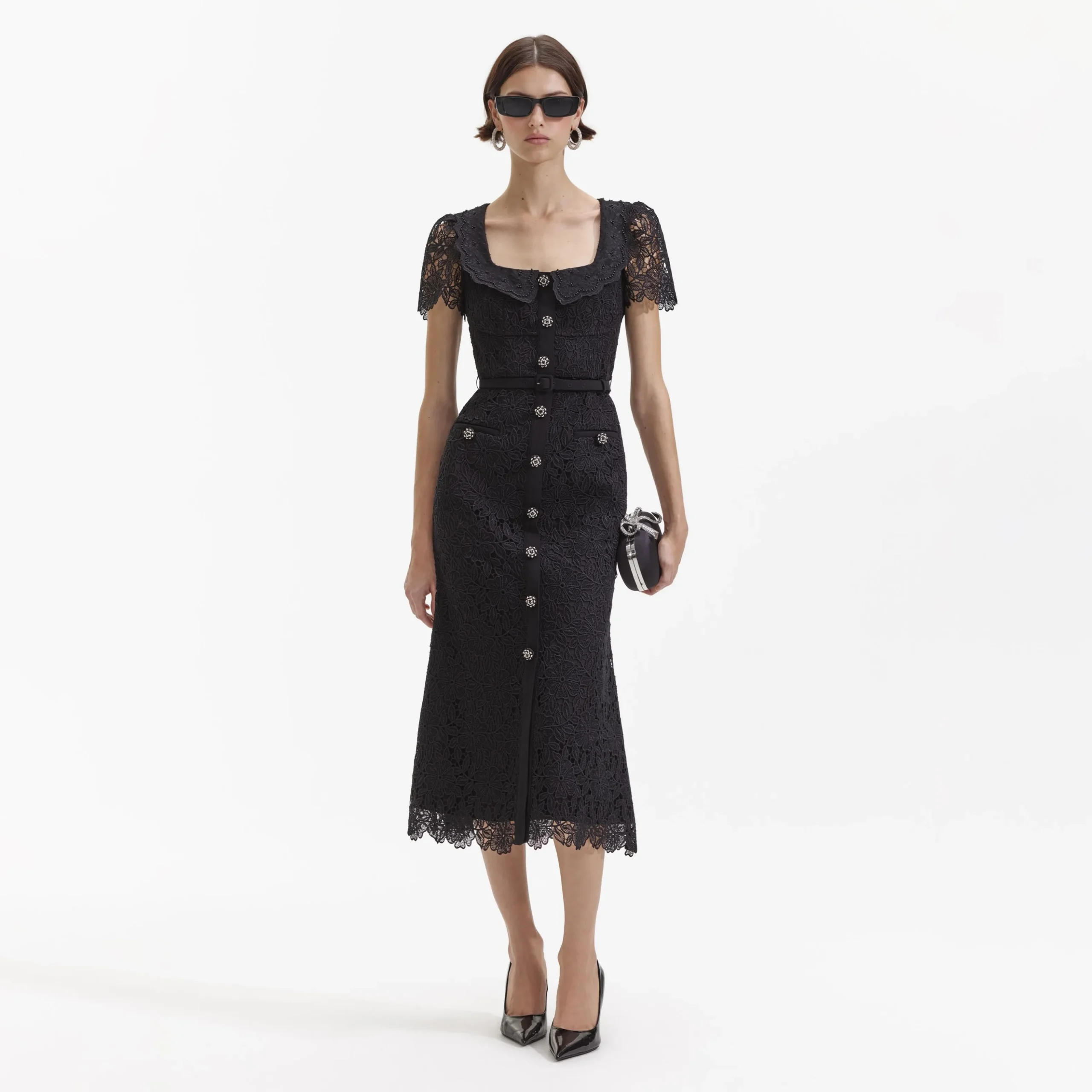Guipure Lace Button Midi Dress^self-portrait Cheap