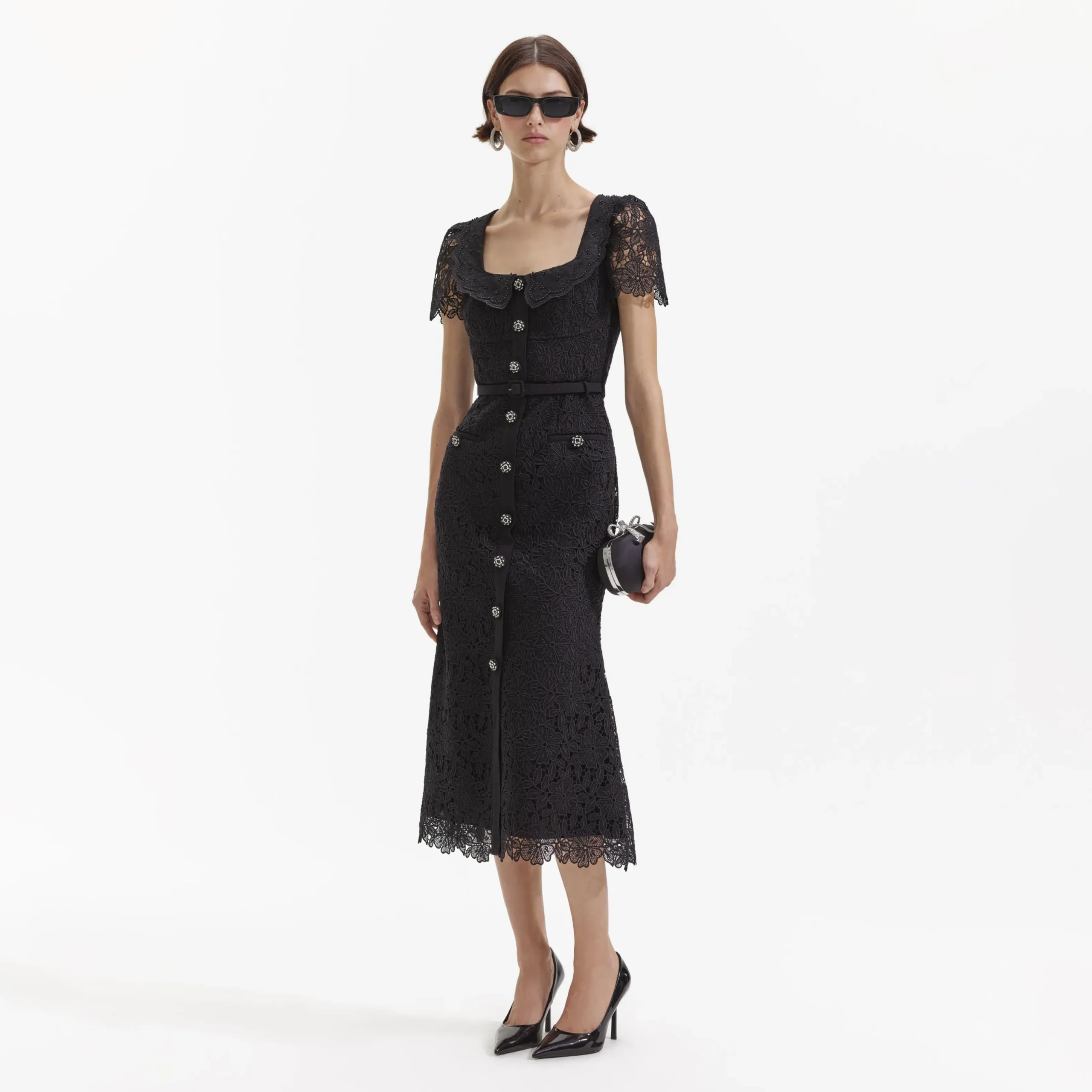 Guipure Lace Button Midi Dress^self-portrait Cheap