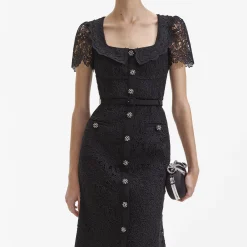 Guipure Lace Button Midi Dress^self-portrait Cheap