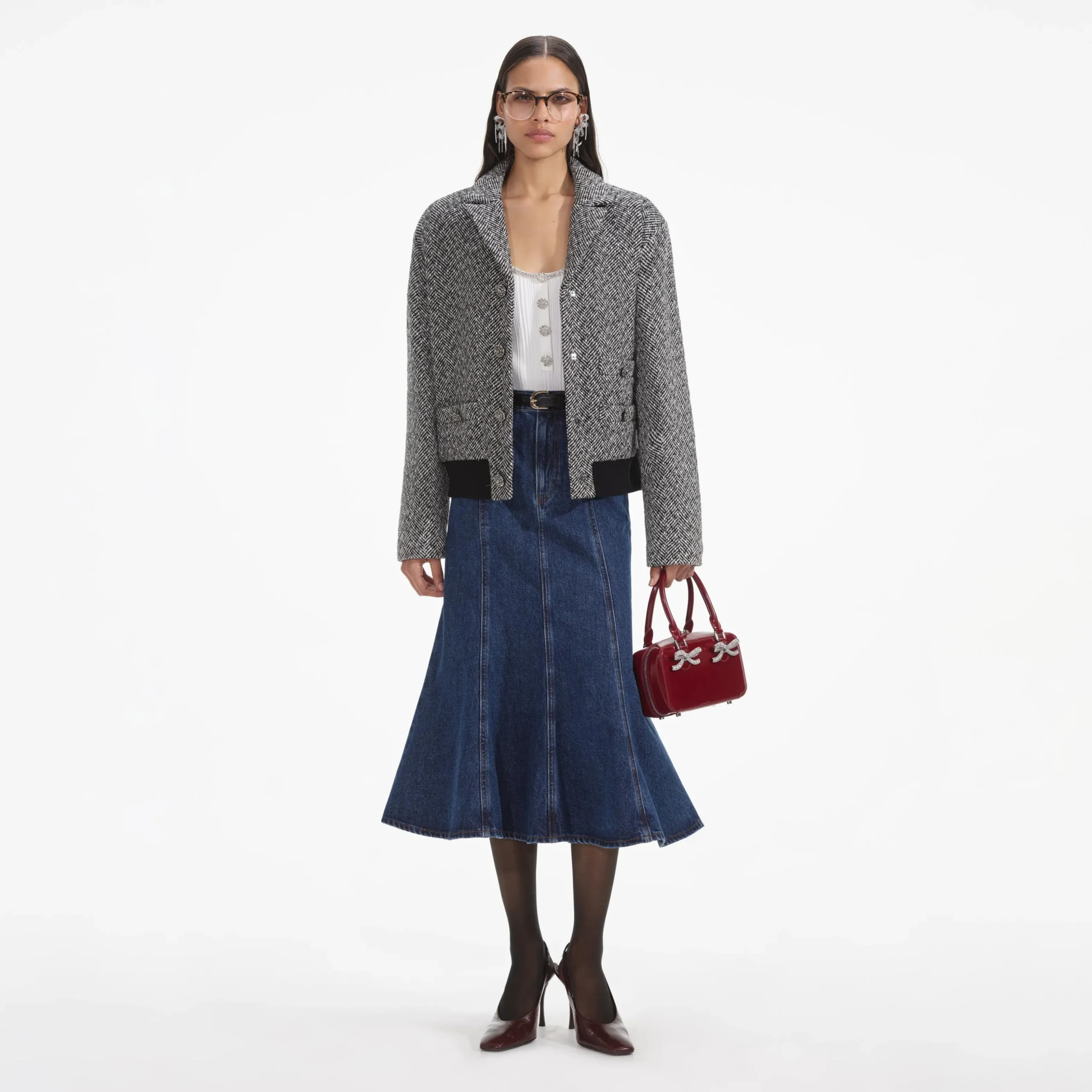 Herringbone Bomber Jacket^self-portrait Discount