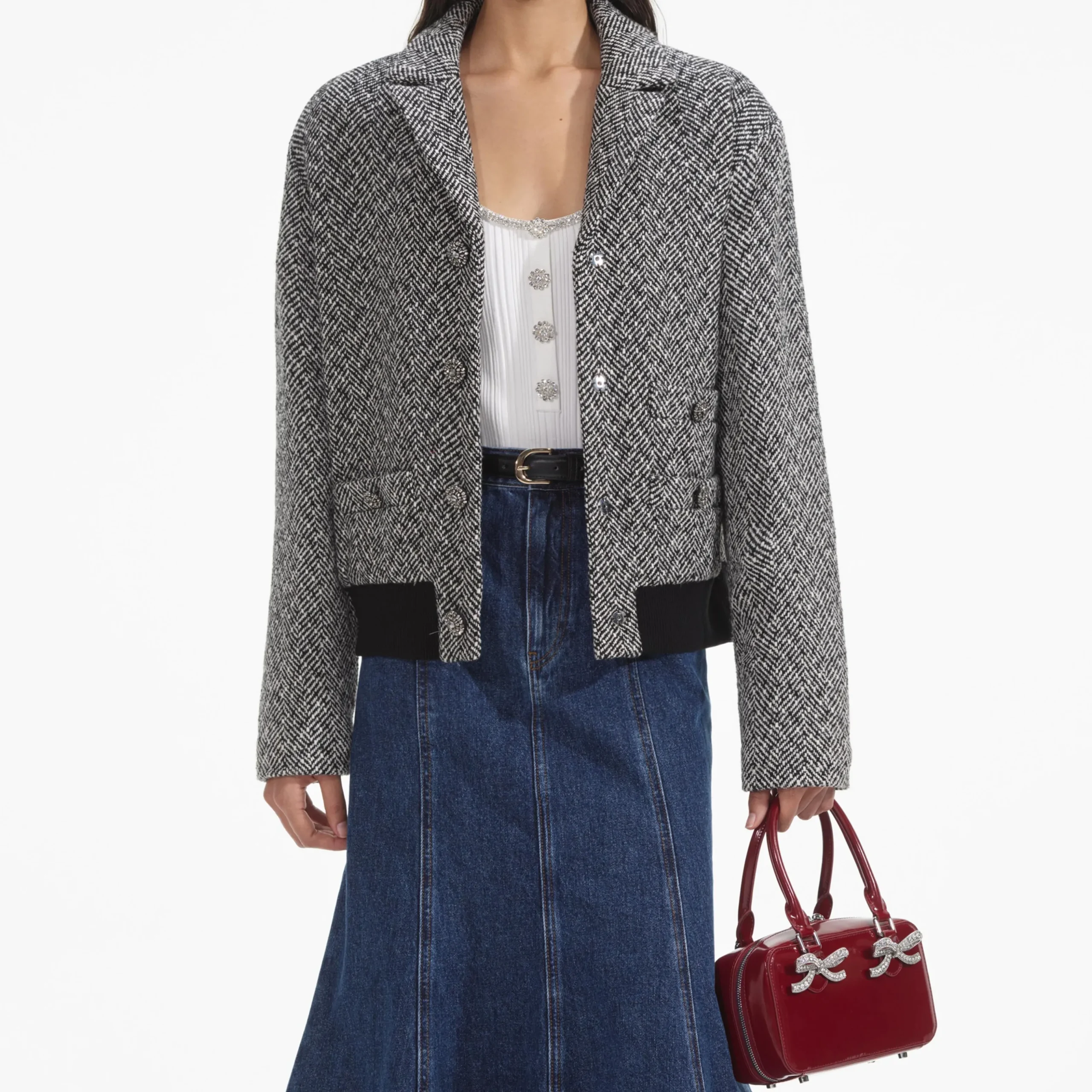 Herringbone Bomber Jacket^self-portrait Discount