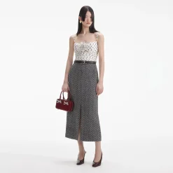 Herringbone Midi Skirt^self-portrait Best Sale