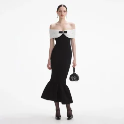 Knit Bow Midi Dress^self-portrait New