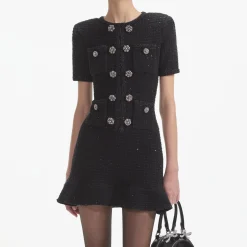 Knit Buttoned Mini Dress^self-portrait New