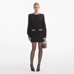 Knit Embellished Mini Skirt^self-portrait Discount