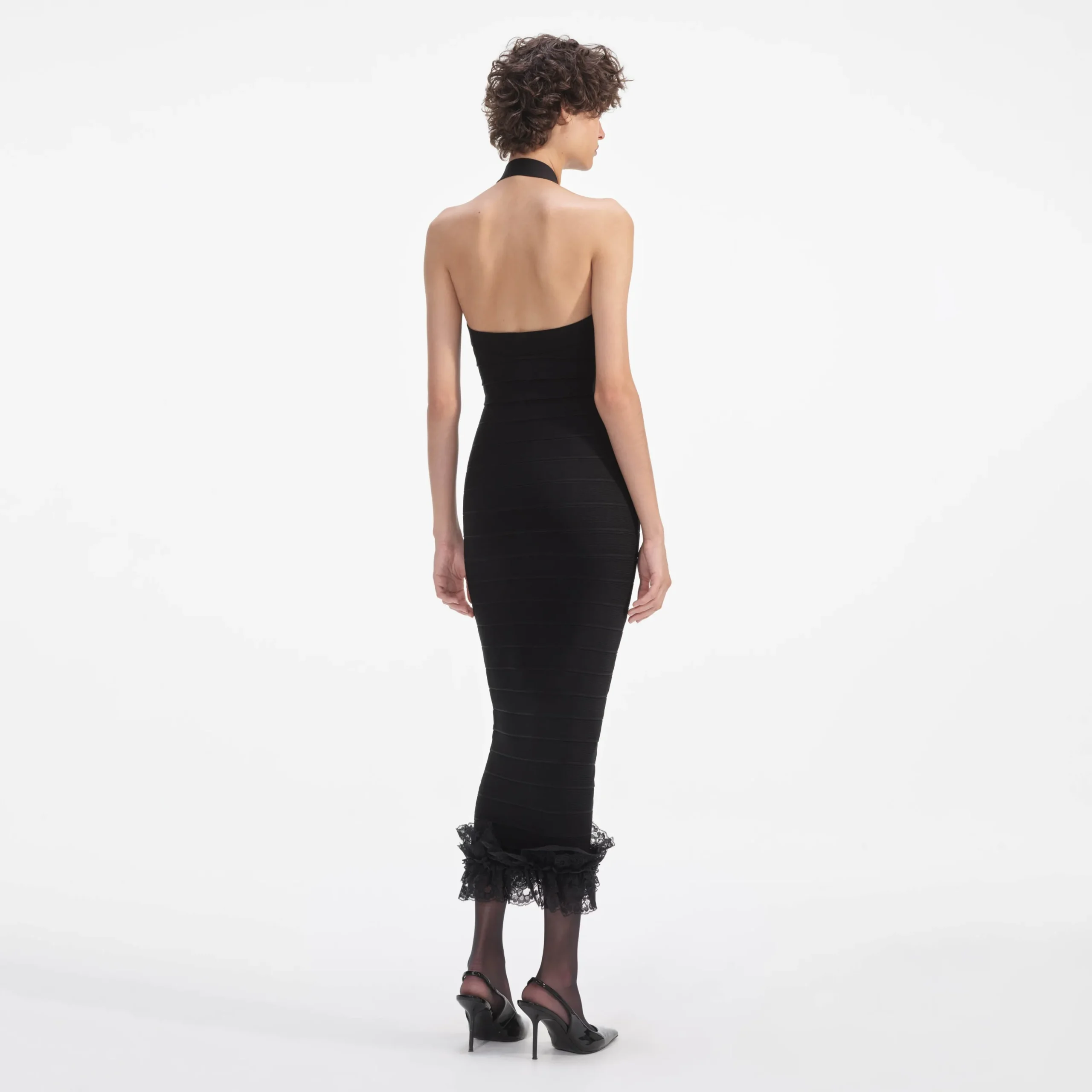 Knit Zip Ruffle Midi Dress^self-portrait Hot
