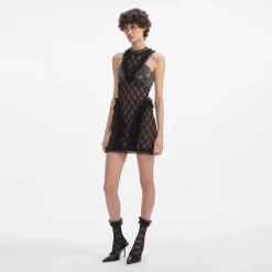 Lace Crystal Detail Mini Dress^self-portrait Store