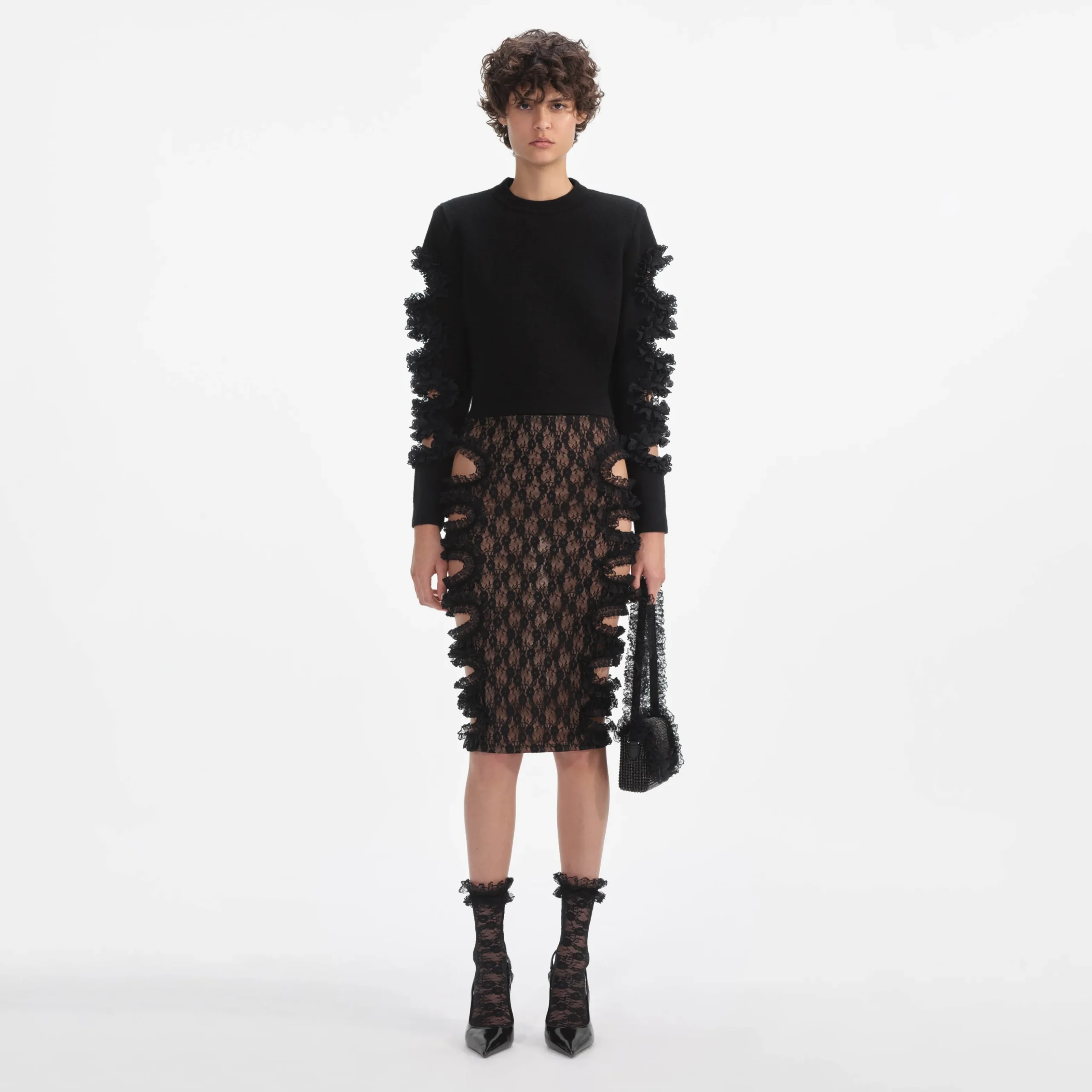 Lace Cut Out Midi Skirt^self-portrait Best Sale