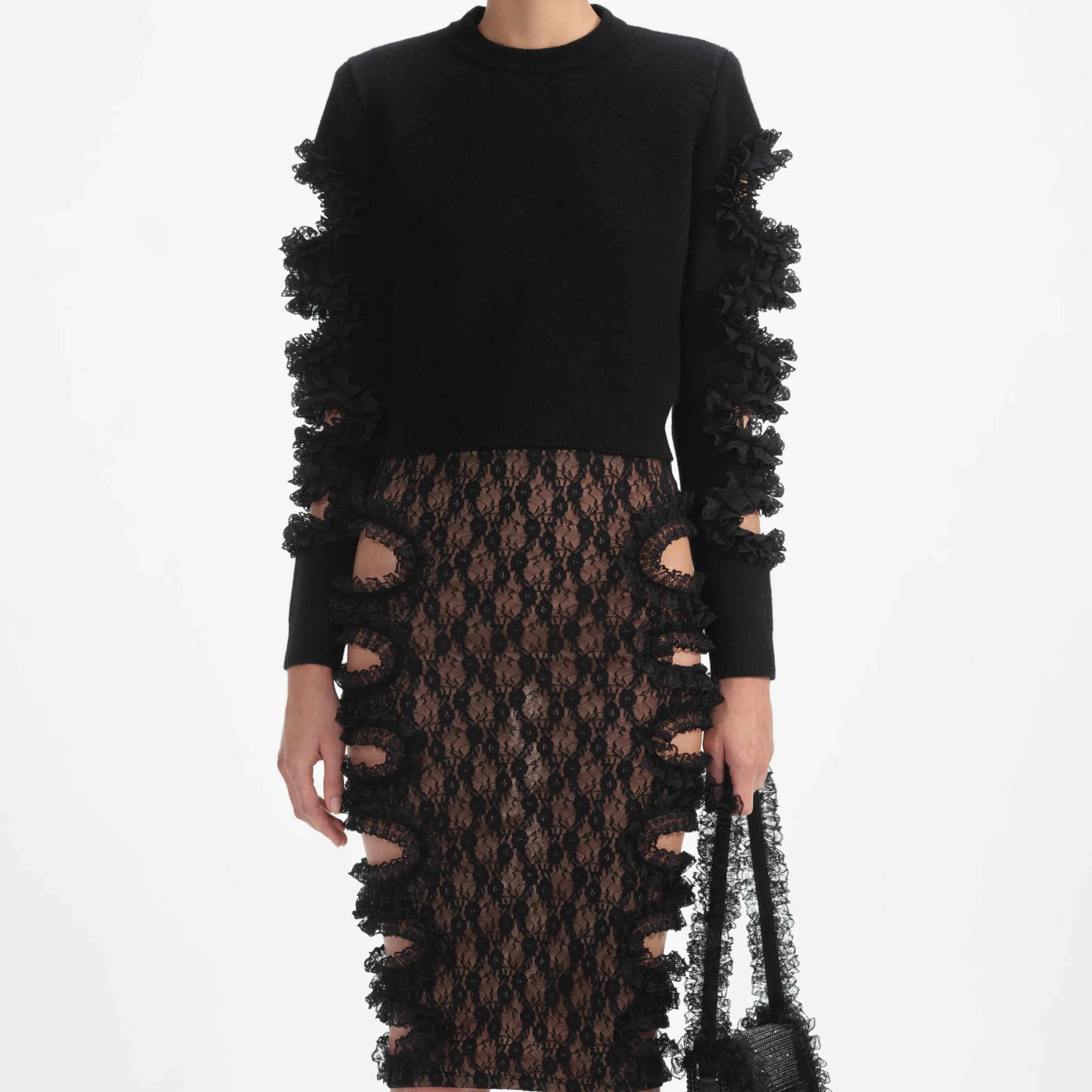 Lace Cut Out Midi Skirt^self-portrait Best Sale