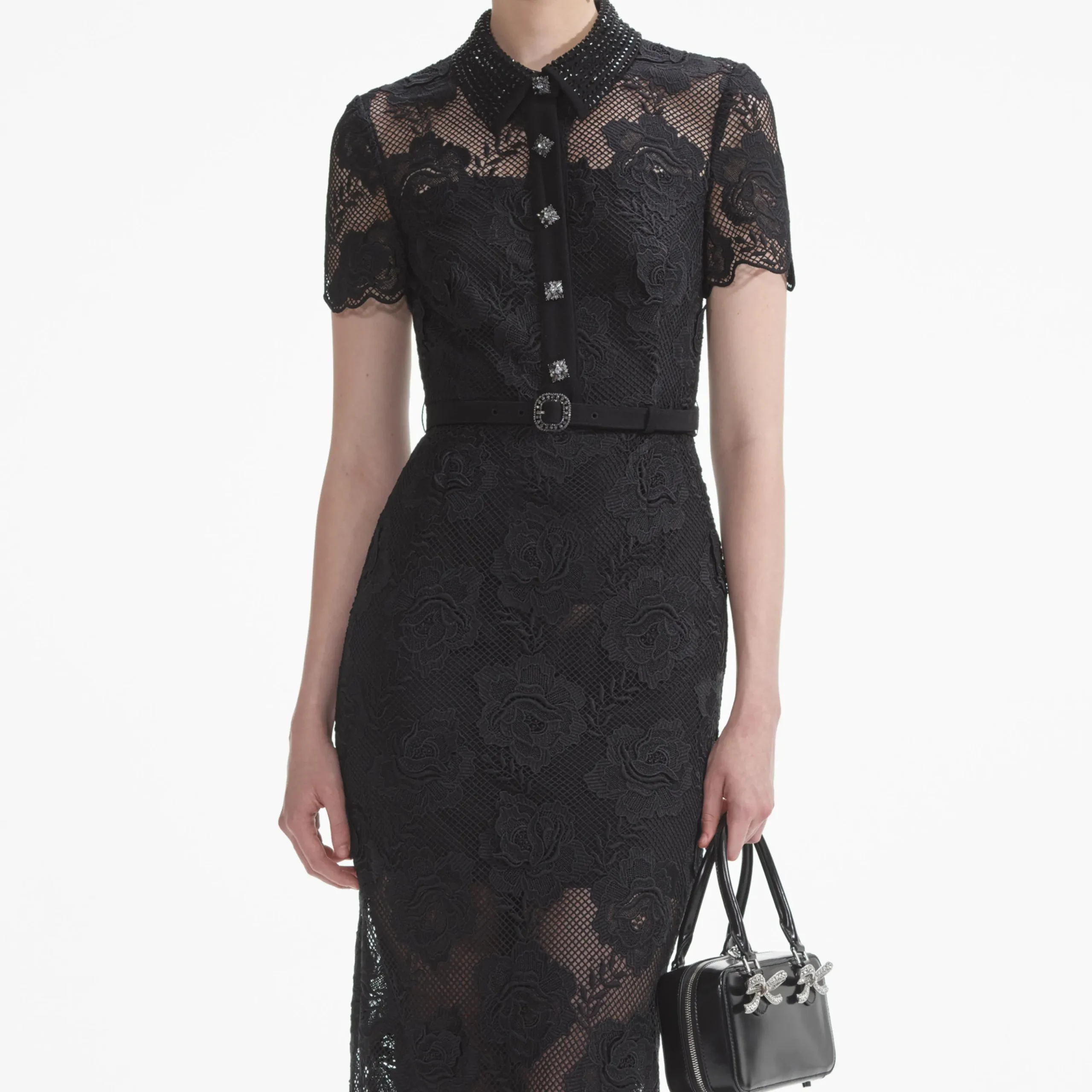 Lace Diamante Midi Dress^self-portrait Outlet