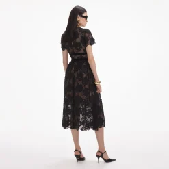 Lace Velvet Bow Midi Dress^self-portrait Cheap