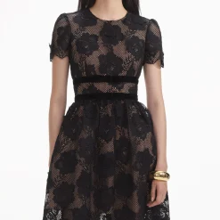 Lace Velvet Bow Midi Dress^self-portrait Cheap