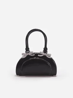 Leather Curved Mini Tote Bag^self-portrait Cheap