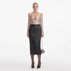 Leather Midi Skirt^self-portrait New