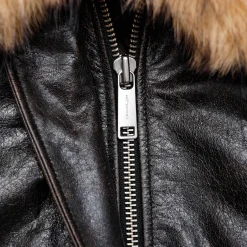 Leather Shearling Collar Jacket^self-portrait New