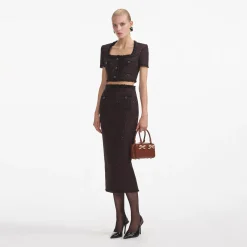 Metallic Boucle Midi Skirt^self-portrait Cheap