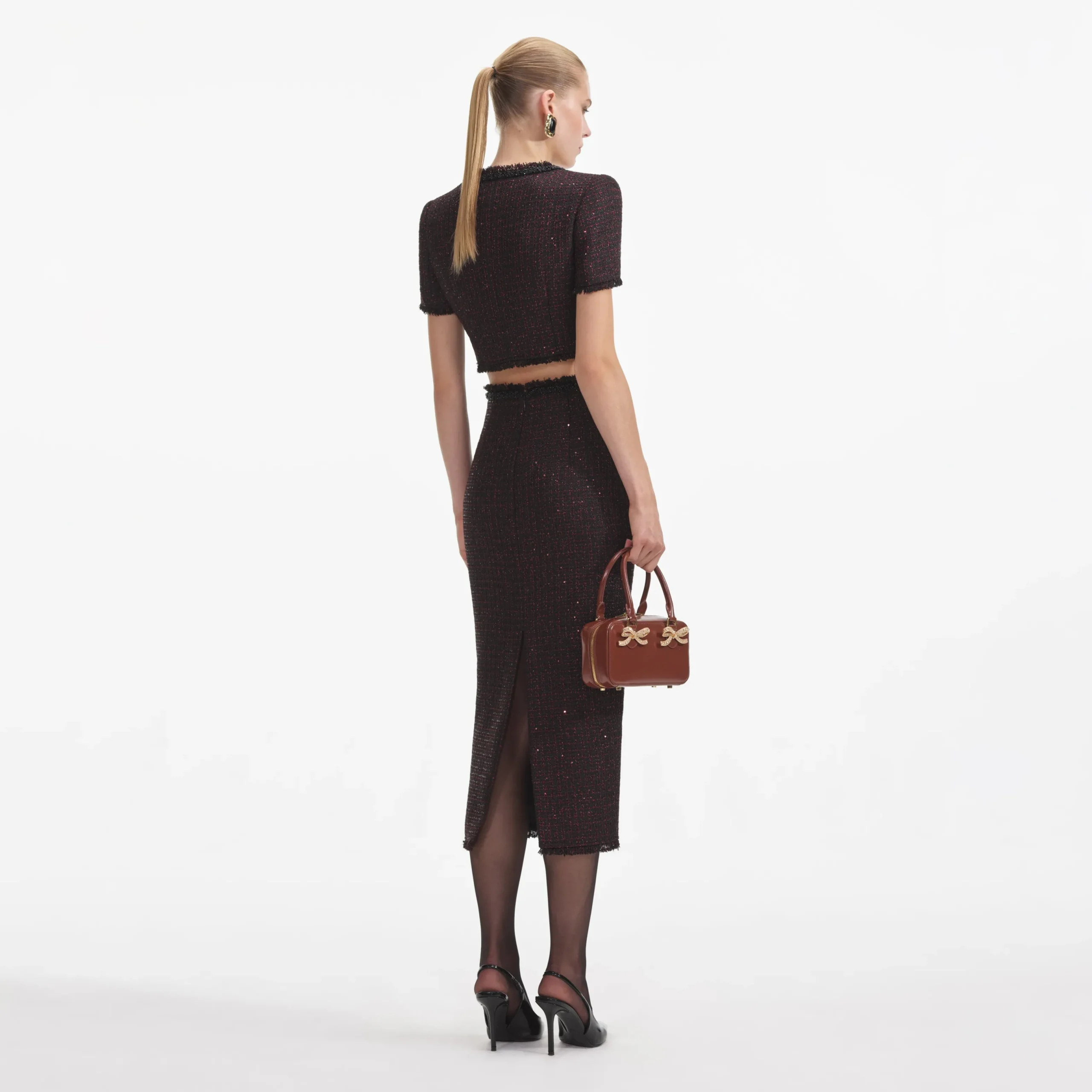 Metallic Boucle Midi Skirt^self-portrait Cheap