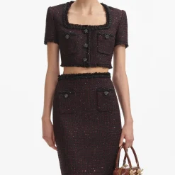 Metallic Boucle Midi Skirt^self-portrait Cheap