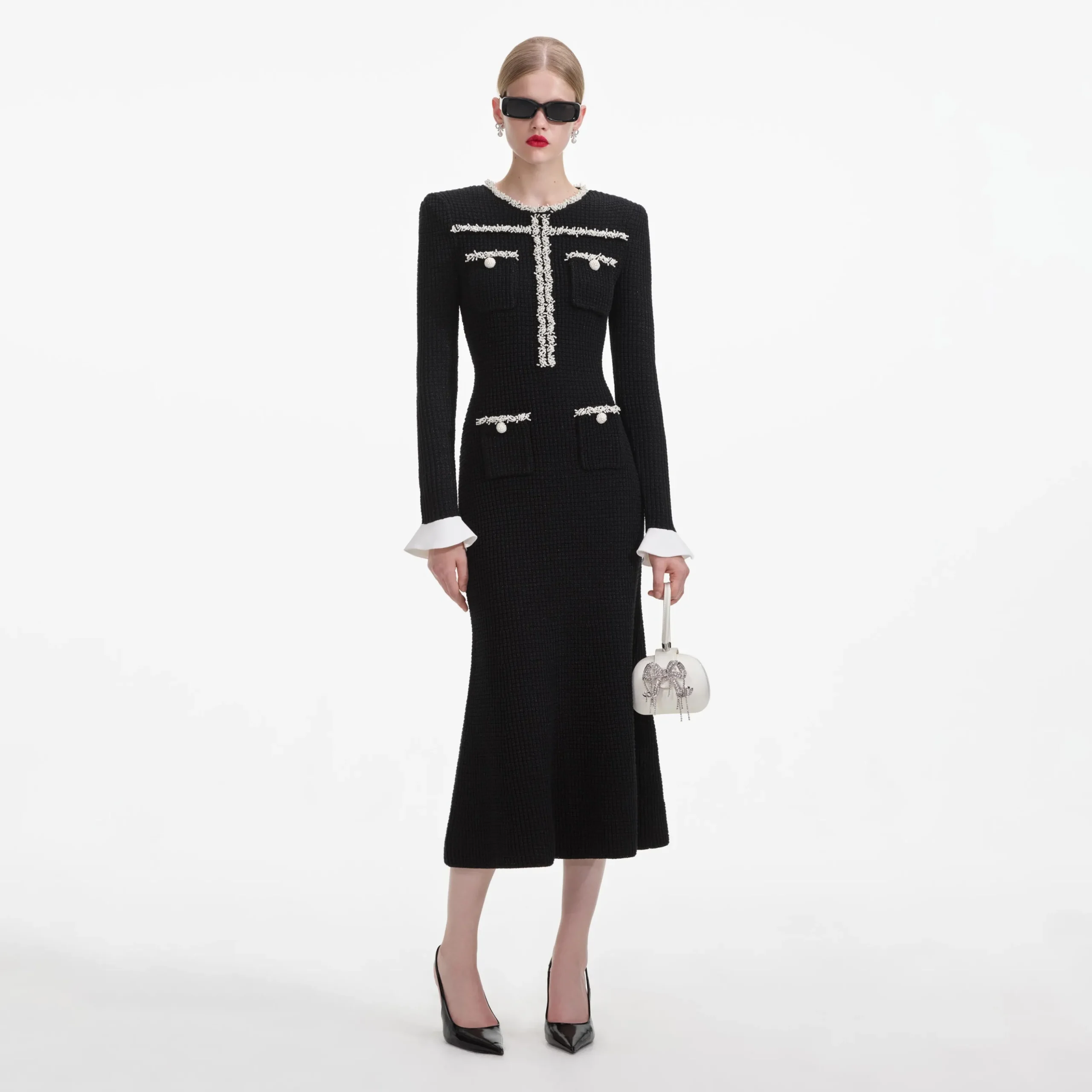 Pearl Trim Knit Midi Dress^self-portrait Cheap