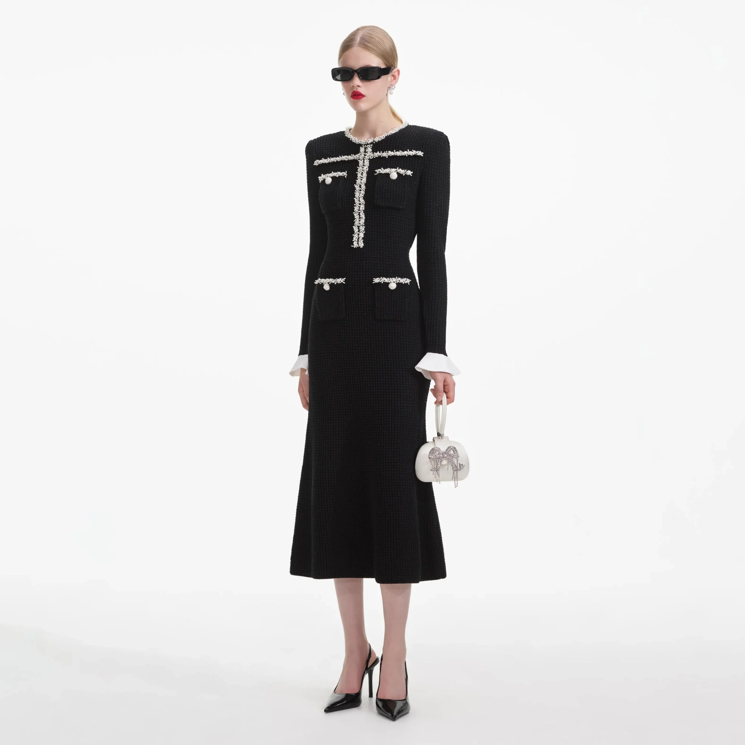 Pearl Trim Knit Midi Dress^self-portrait Cheap