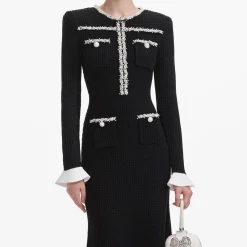 Pearl Trim Knit Midi Dress^self-portrait Cheap