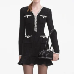 Pearl Trim Knit Mini Dress^self-portrait Cheap
