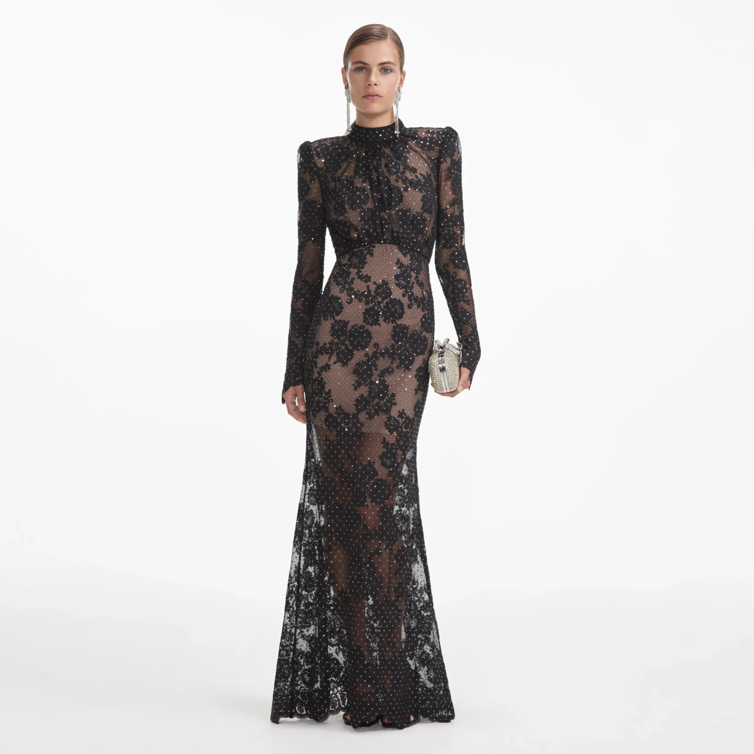 Rhinestone Lace Maxi Dress^self-portrait Clearance