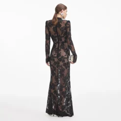 Rhinestone Lace Maxi Dress^self-portrait Clearance