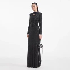 Rhinestone Mesh Cut Out Maxi Dress^self-portrait Best Sale