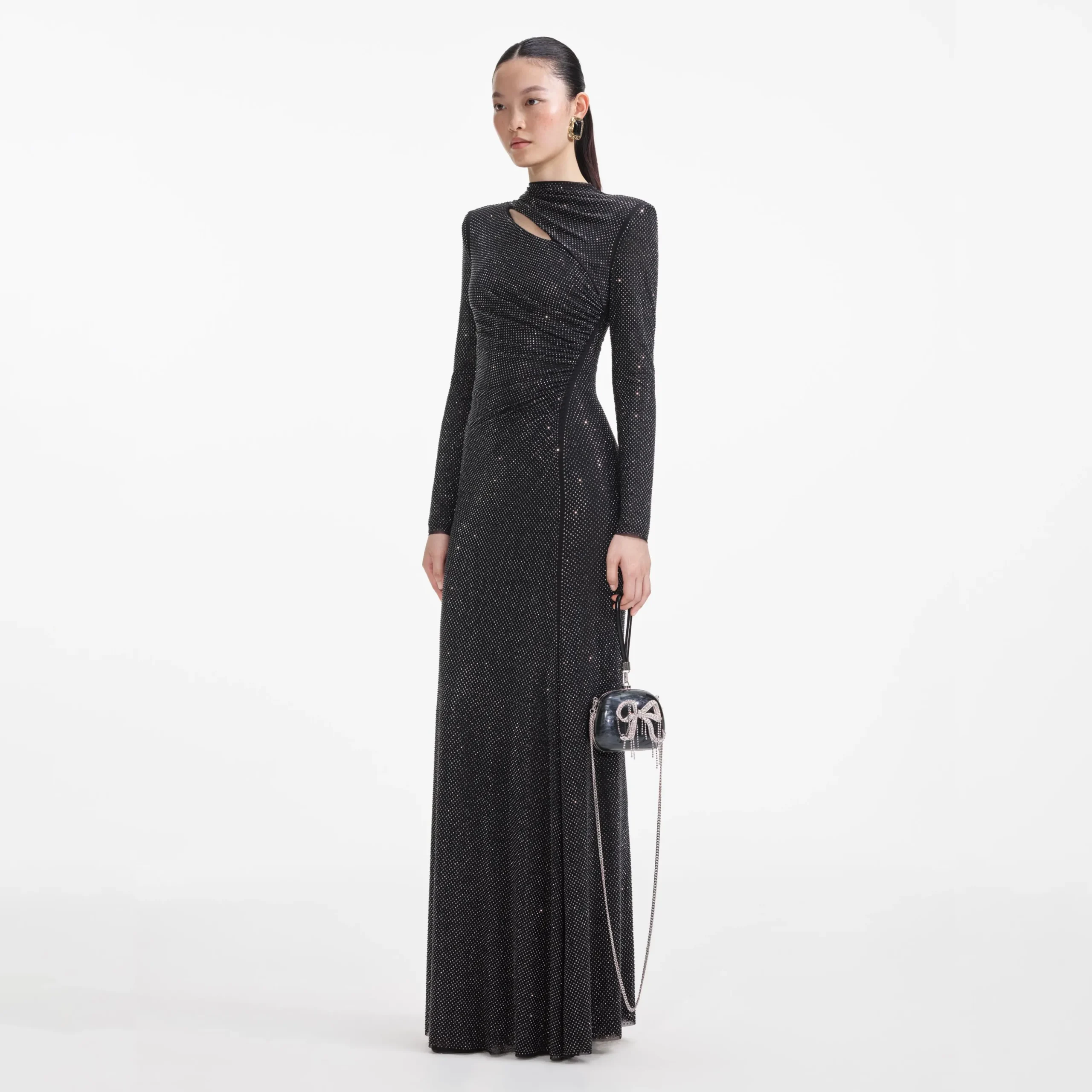 Rhinestone Mesh Cut Out Maxi Dress^self-portrait Best Sale