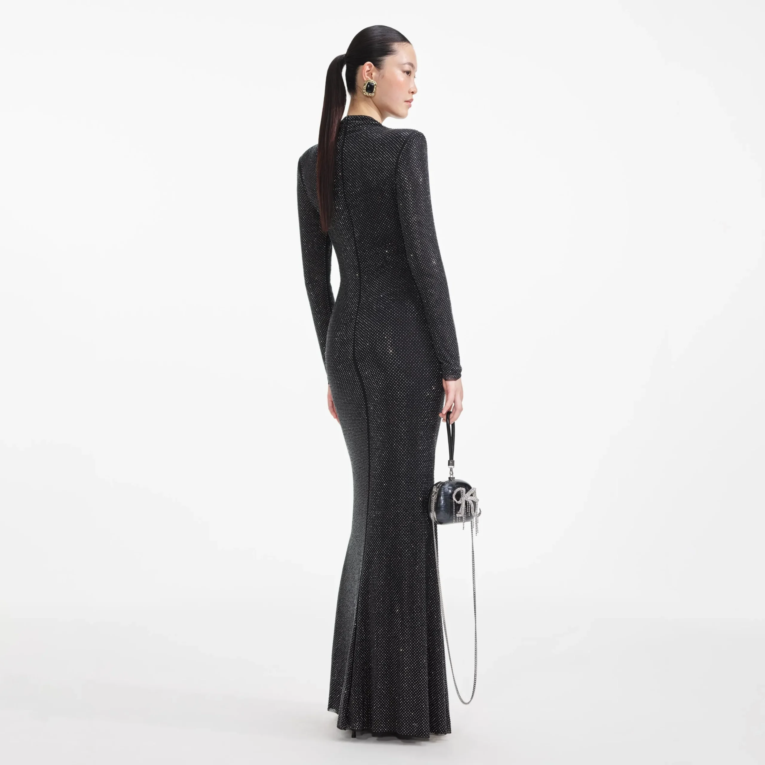 Rhinestone Mesh Cut Out Maxi Dress^self-portrait Best Sale