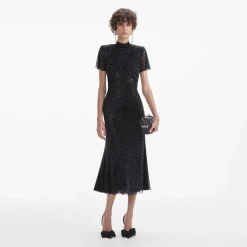 Rhinestone Mesh Midi Dress^self-portrait Shop