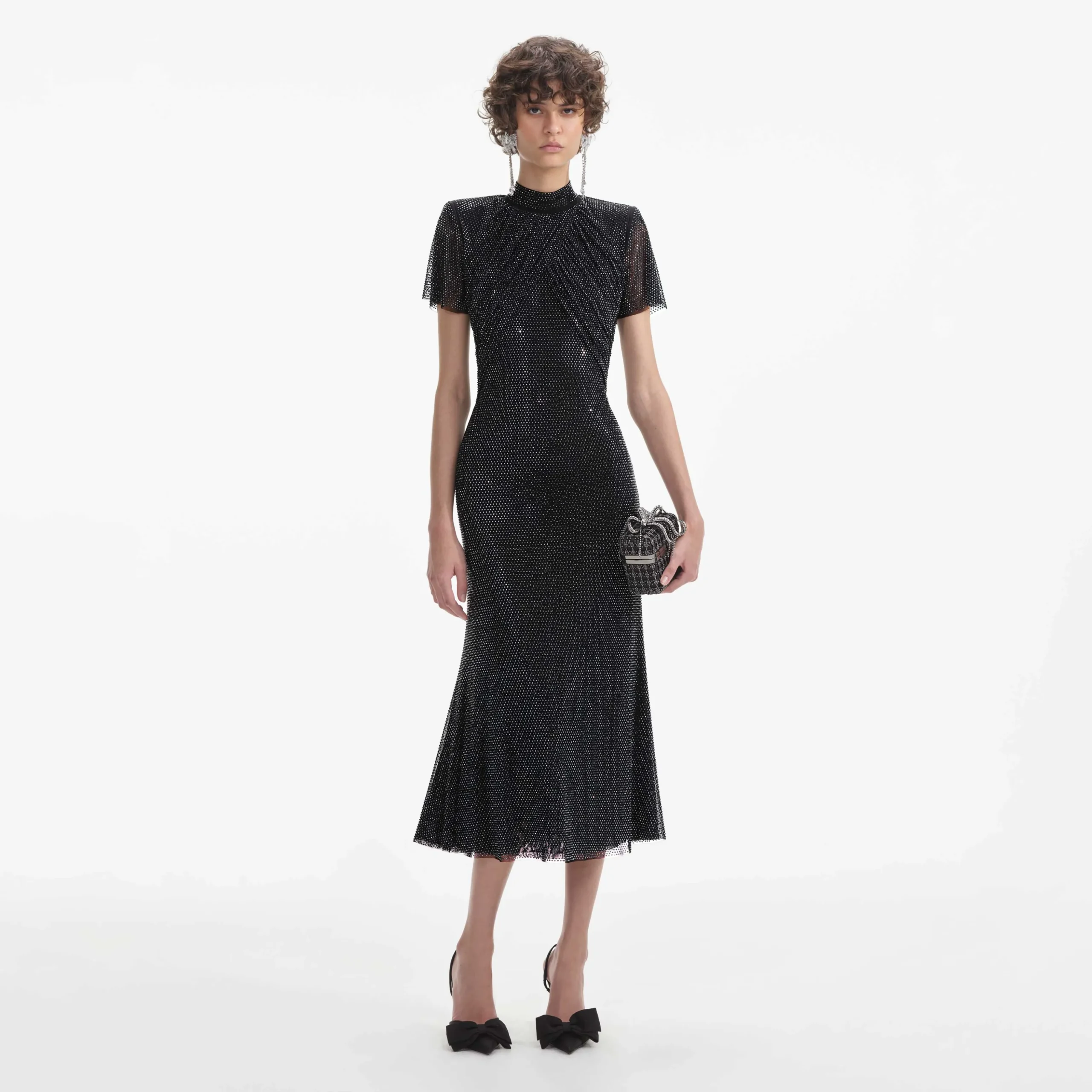Rhinestone Mesh Midi Dress^self-portrait Shop