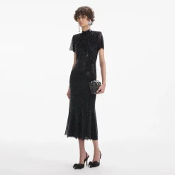 Rhinestone Mesh Midi Dress^self-portrait Shop